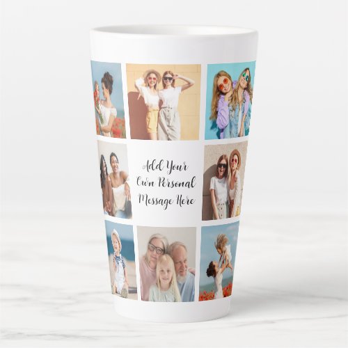 Create Your Own 8 Photo Collage Add Your Greeting Latte Mug