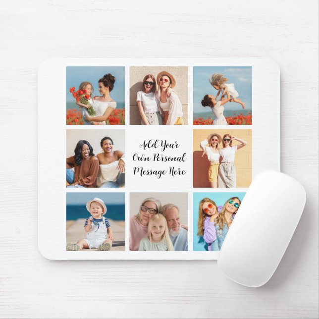 Create Your Own 8 Photo Collage Add Your Greeting Mouse Pad (With Mouse)