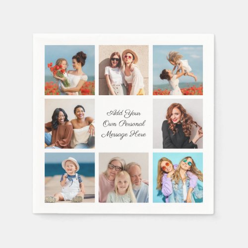 Create Your Own 8 Photo Collage Add Your Greeting Napkins