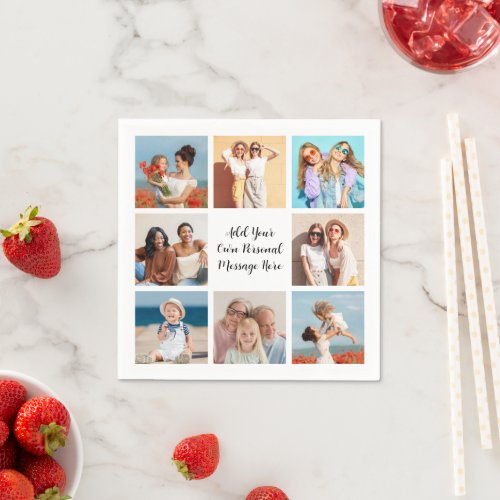 Create Your Own 8 Photo Collage Add Your Greeting Napkins