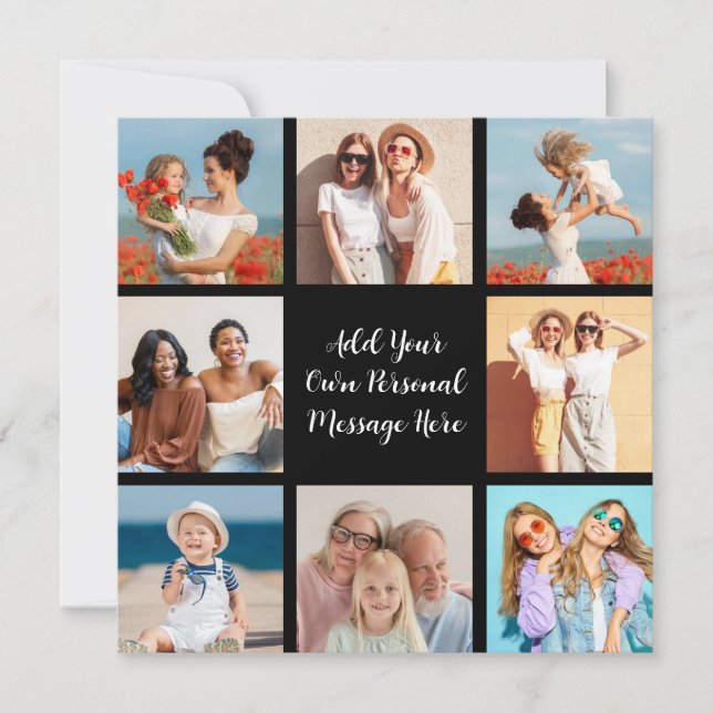 Create Your Own 8 Photo Collage Add Your Greeting Note Card (Front)