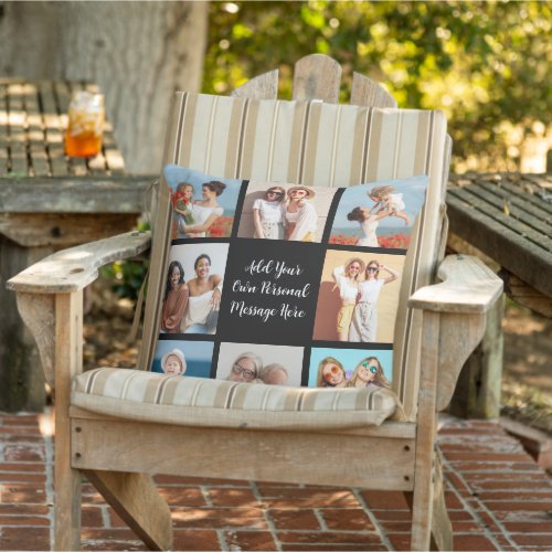 Create Your Own 8 Photo Collage Add Your Greeting Outdoor Pillow
