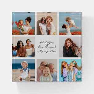 Create Your Own 8 Photo Collage Add Your Greeting Paperweight