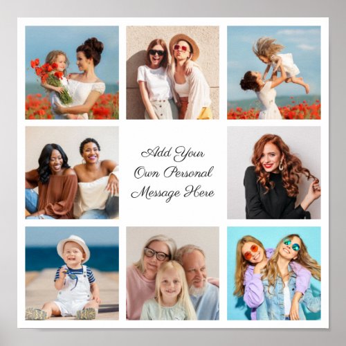Create Your Own 8 Photo Collage Add Your Greeting Poster