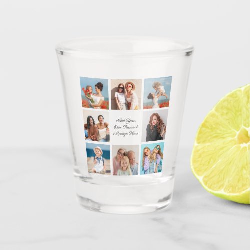 Create Your Own 8 Photo Collage Add Your Greeting Shot Glass