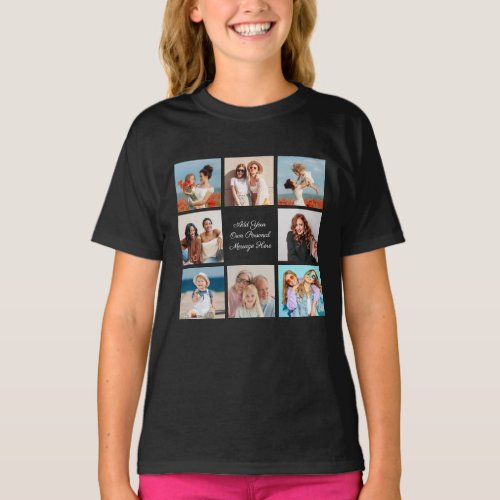 Create Your Own 8 Photo Collage Add Your Greeting T_Shirt