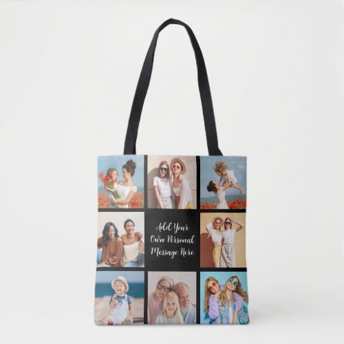 Create Your Own 8 Photo Collage Add Your Greeting Tote Bag
