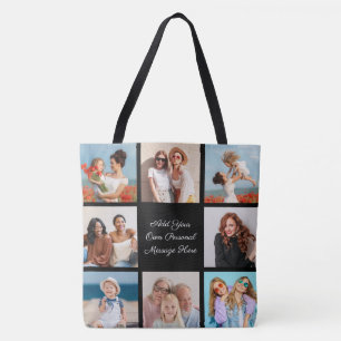 Create Your Own 8 Photo Collage Add Your Greeting Tote Bag