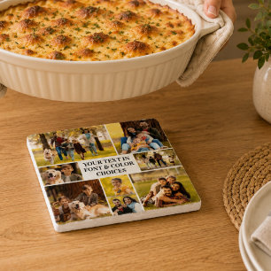 Create Your Own 8 Photo Collage and Text Trivet