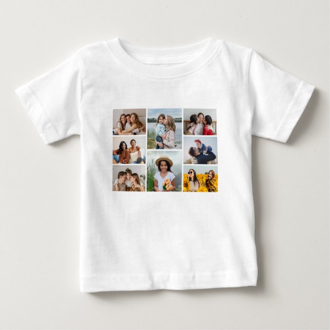 Create Your Own 8 Photo Collage Baby T-Shirt (Front)