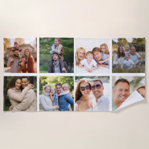 Create your Own 8 Photo Collage  Beach Towel