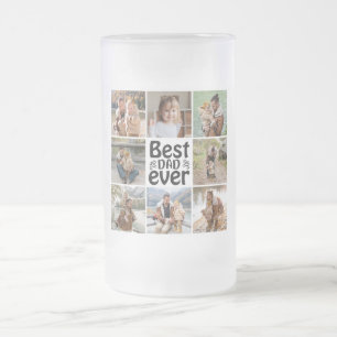 Create Your Own 8 Photo Collage Best Dad Ever Frosted Glass Beer Mug
