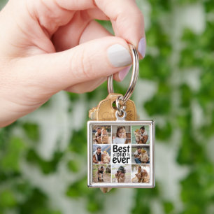 Create Your Own 8 Photo Collage Best Dad Ever Keychain