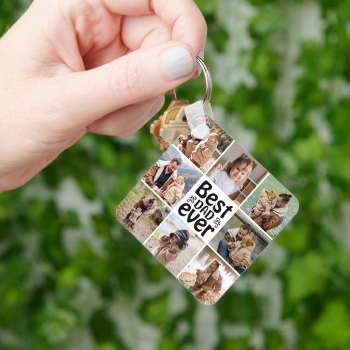 Create Your Own 8 Photo Collage Best Dad Ever Keychain