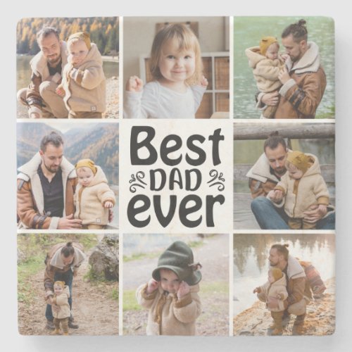 Create Your Own 8 Photo Collage Best Dad Ever  Stone Coaster