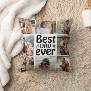 Create Your Own 8 Photo Collage Best Dad Ever Throw Pillow