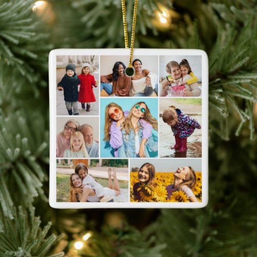 Create Your Own 8 Photo Collage Ceramic Ornament