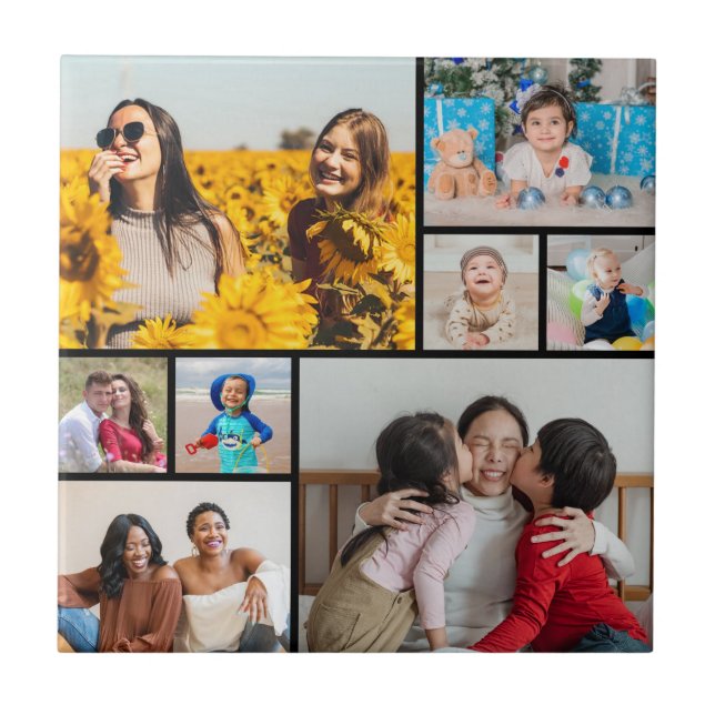 Create Your Own 8 Photo Collage Ceramic Tile (Front)
