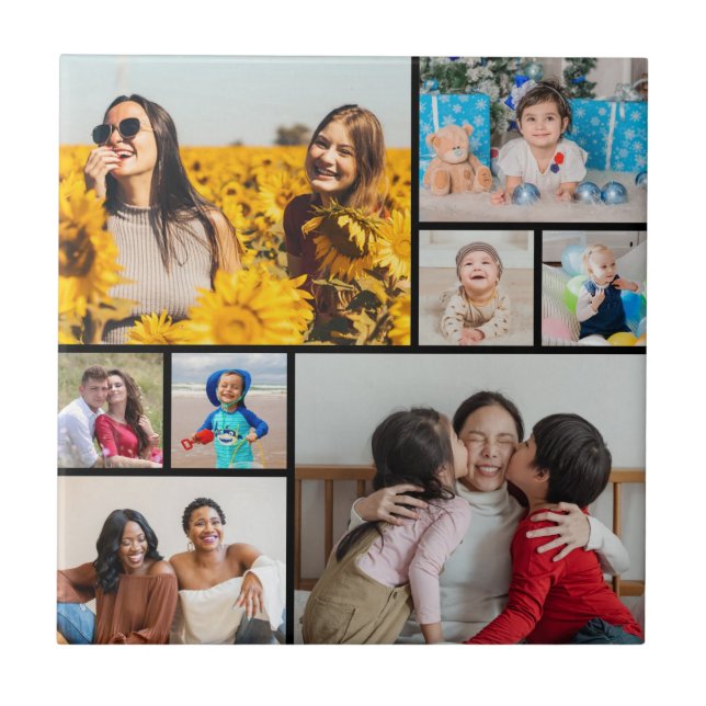 Create Your Own 8 Photo Collage Ceramic Tile (Front)