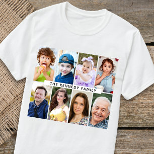 Create Your Own 8 Photo Collage Family Name T-Shirt