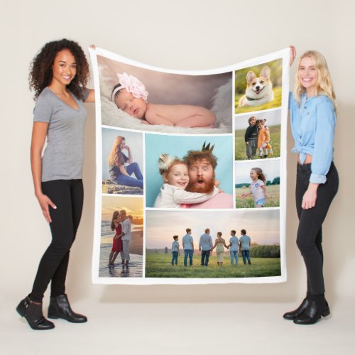 Create Your Own 8 Photo Collage Fleece Blanket