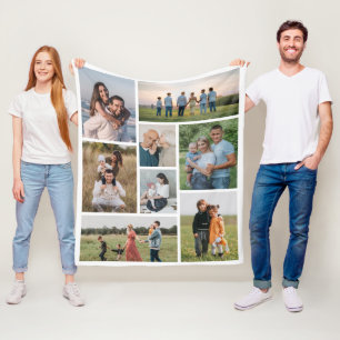 Create Your Own 8 Photo Collage Fleece Blanket