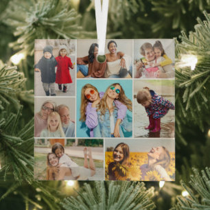 Create Your Own 8 Photo Collage Glass Ornament
