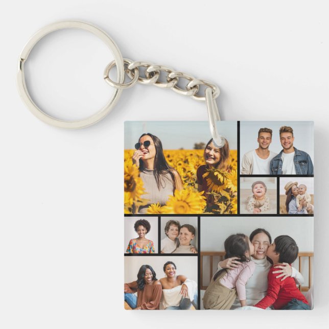 Create Your Own 8 Photo Collage Keychain (Front)
