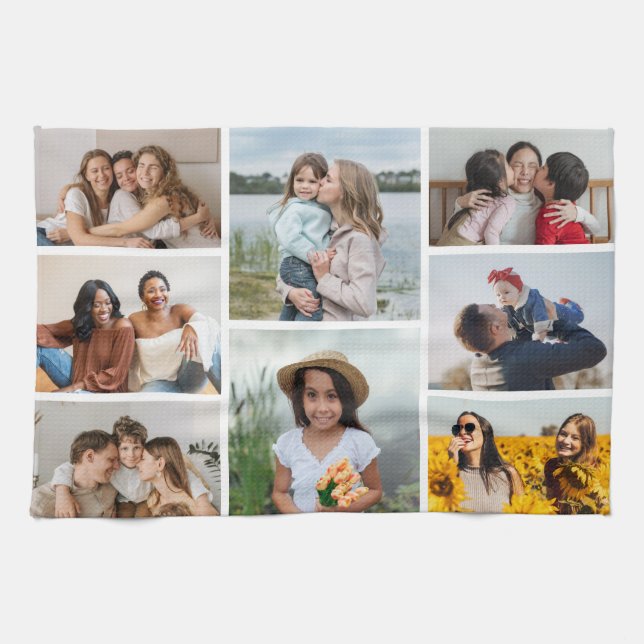 Create Your Own 8 Photo Collage Kitchen Towel (Horizontal)