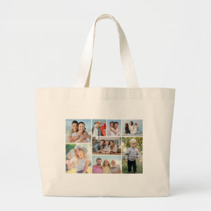 Create Your Own 8 Photo Collage Large Tote Bag