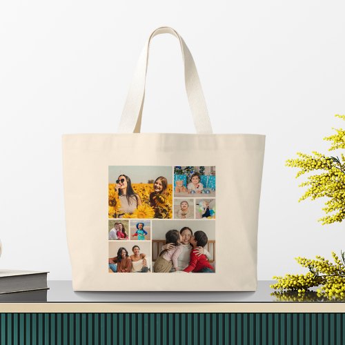 Create Your Own 8 Photo Collage Large Tote Bag