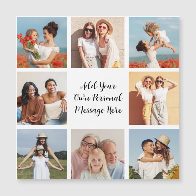 Create Your Own 8 Photo Collage Magnetic Card (Front)