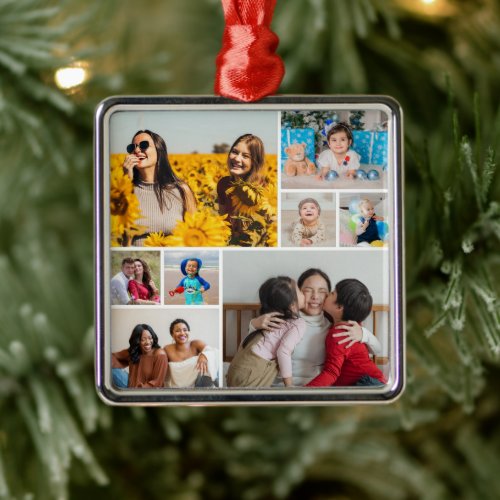 Create Your Own 8 Photo Collage Metal Ornament