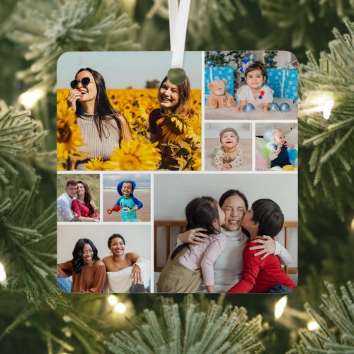 Create Your Own 8 Photo Collage Metal Ornament