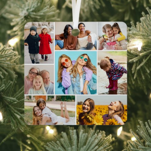 Create Your Own 8 Photo Collage Metal Ornament
