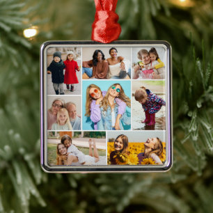 Create Your Own 8 Photo Collage Metal Ornament