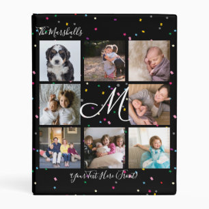 Create Your Own 8 Photo Collage Monogram Black Mini Binder