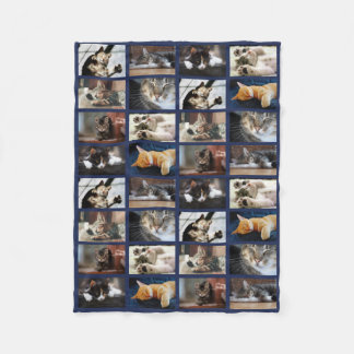 Create Your Own 8 Photo Collage on Navy Blue Fleece Blanket