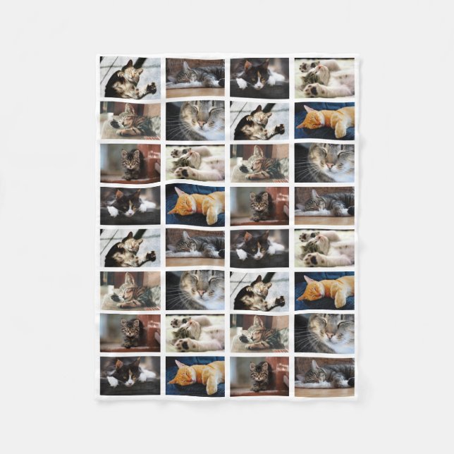 Create Your Own 8 Photo Collage on White Fleece Blanket (Front)