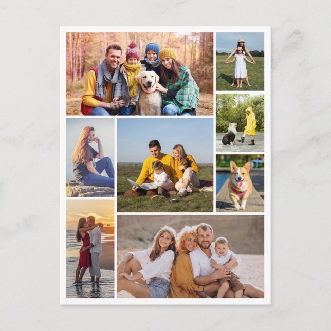 Create Your Own 8 Photo Collage Postcard (Front)