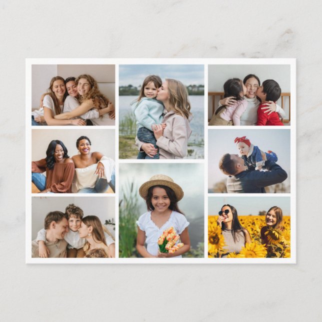 Create Your Own 8 Photo Collage Postcard (Front)