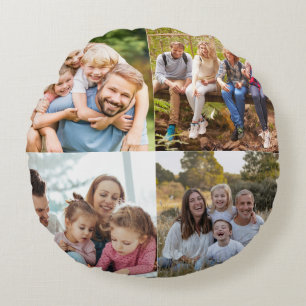 Create your Own 8 Photo Collage Round Pillow