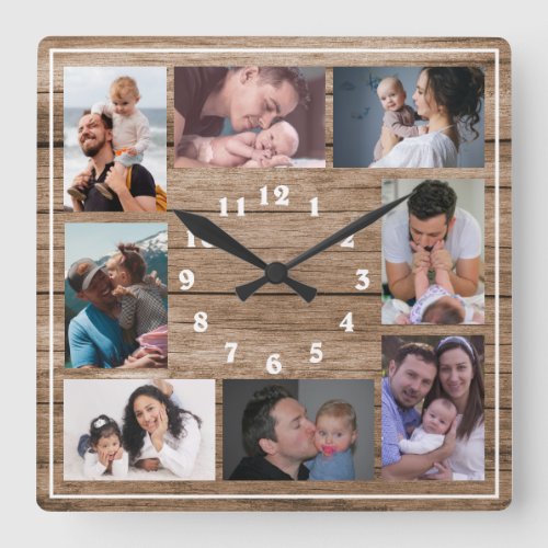 Create Your Own 8 Photo Collage Rustic Wood  