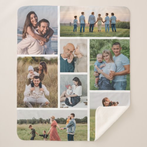 Create Your Own 8 Photo Collage Sherpa Blanket