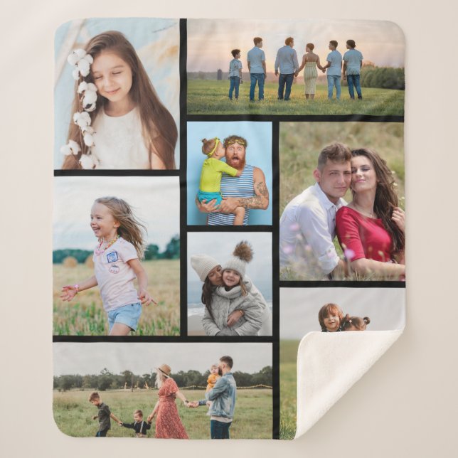 Create Your Own 8 Photo Collage Sherpa Blanket (Front)