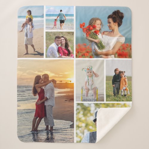 Create Your Own 8 Photo Collage Sherpa Blanket