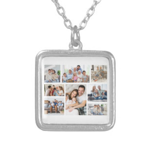 Create Your Own 8 Photo Collage Silver Plated Necklace