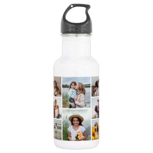 Create Your Own 8 Photo Collage Stainless Steel Water Bottle