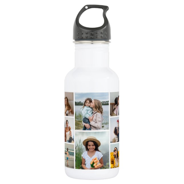 Create Your Own 8 Photo Collage Stainless Steel Water Bottle (Front)