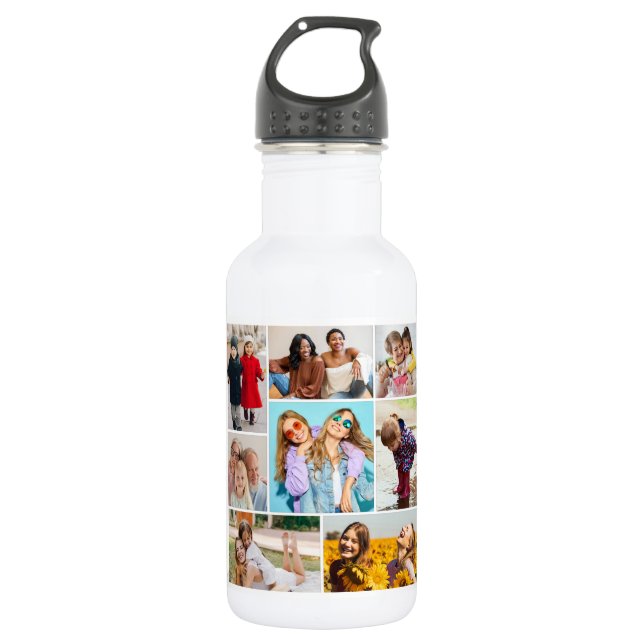 Create Your Own 8 Photo Collage Stainless Steel Water Bottle (Front)